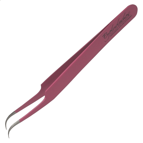 Pink Curved Eyelash Extension Tweezers