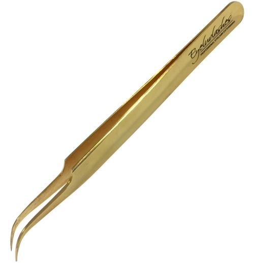 Gold Plated Curved Tweezers
